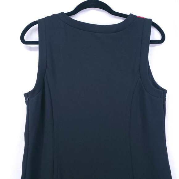 IMAN Red Black Scoop Neck Bodycon Mid Length Colorblock Business Office Dress L - Picture 10 of 13